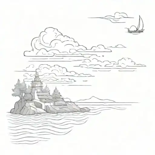 A Sketch Of A Calm Ocean Scene Symbolizing Tranquility And Peace