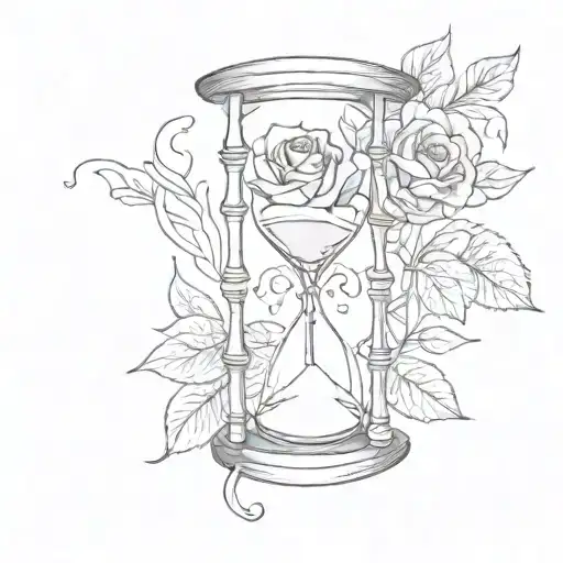 An Hourglass And A Flower In The Background