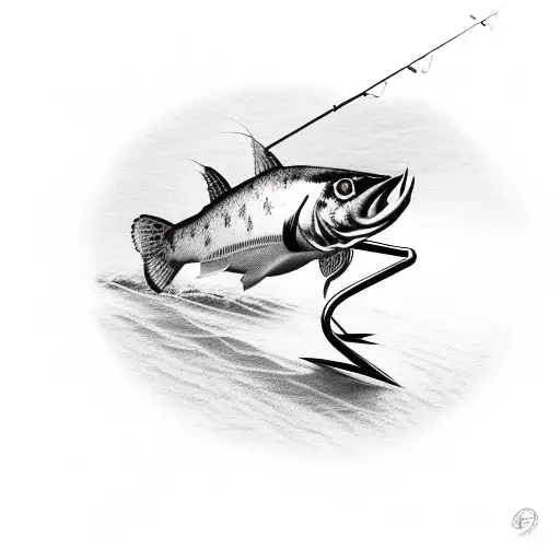 Fishing Hook With An African Hunting Landscape In The Shank Of The Hook