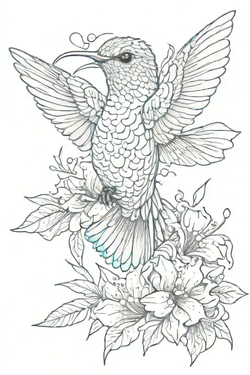 Hummingbird Holding A Flower