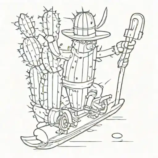 Manlike Cactus On Skis