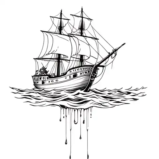 Pirate Ship Surfing A Candle Wax Dripping