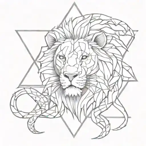 Lion And Scorpion With Triangles And Lines