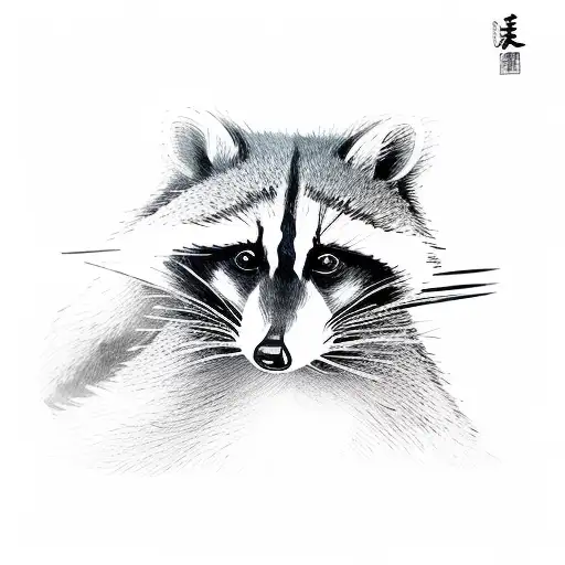 Raccoon With Katana And Kasa