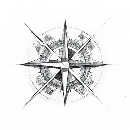 A Cross Intersecting With A Compass