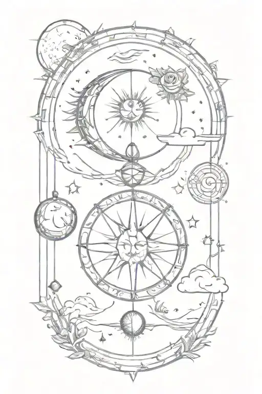 Libra And Capricorn Symbols With A Sun And Moon