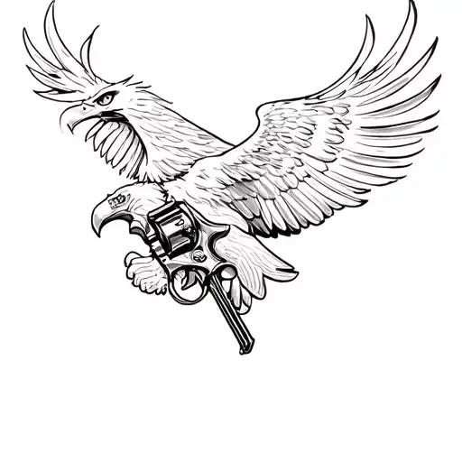 Eagle Carrying A Revolver