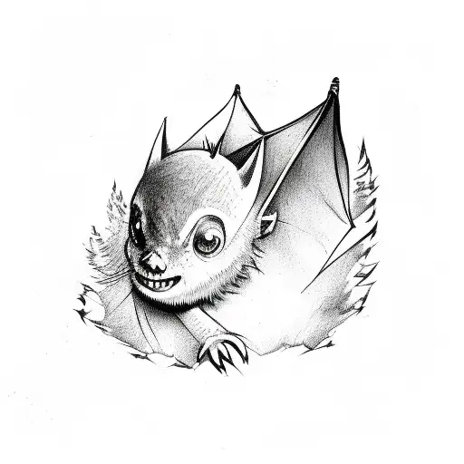 Bat Crawiking Up Tree