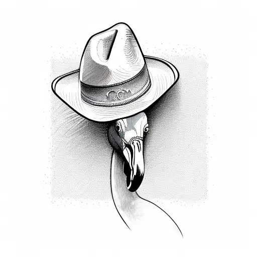 Flamingo With Cowboy Hat
