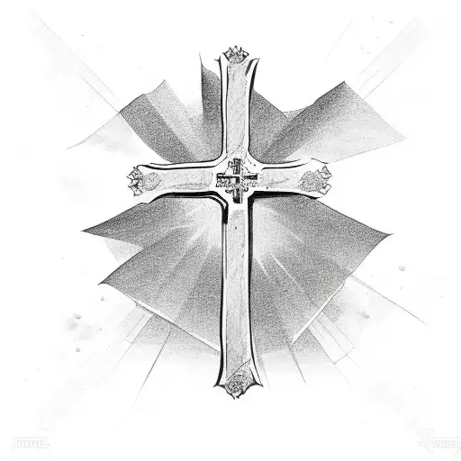 A Christian Cross And Three Stars Around It