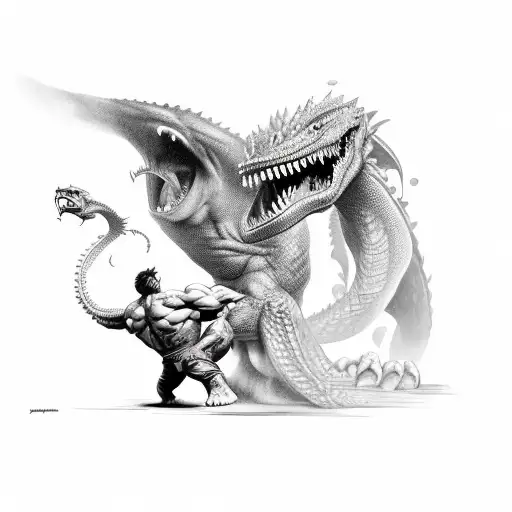 Hulk Strangling A Dragon