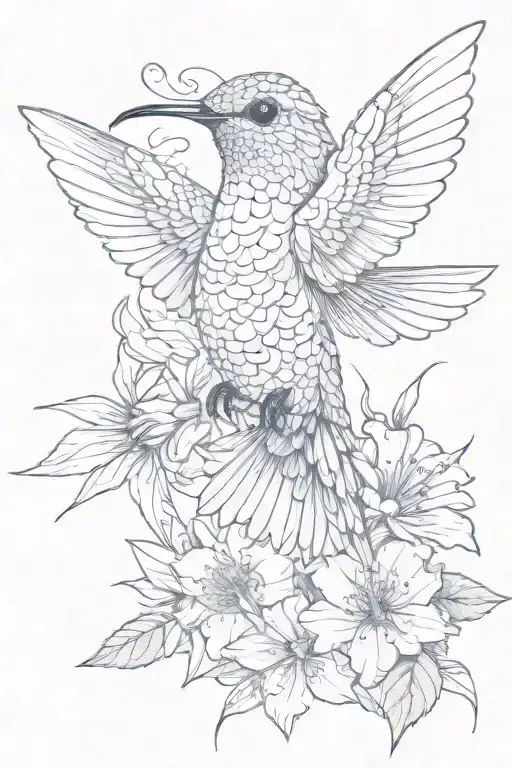 Hummingbird Holding A Flower