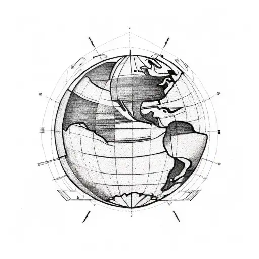 Design A Tattoo Globe Earth Pic Surrounded With Dotted Line Of Trajectory Of Plane