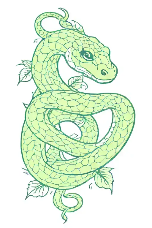 Green Snake Bite Kawaii