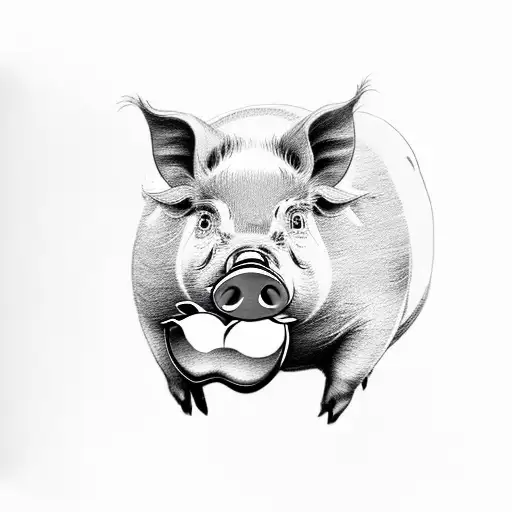 Pig With Apple In Mouth But Make It Another Animal