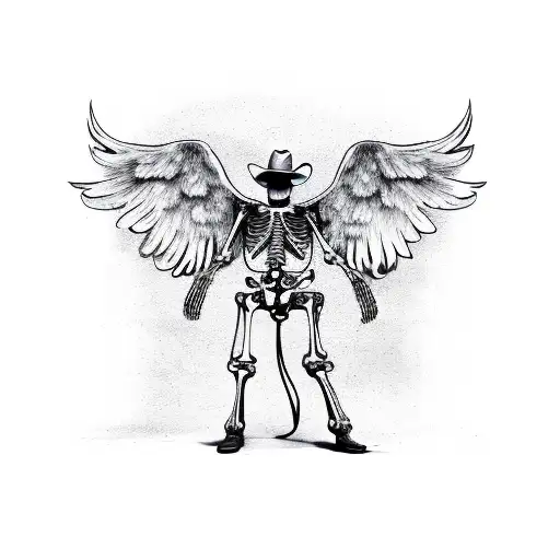 Skeleton Cowboy With Wings