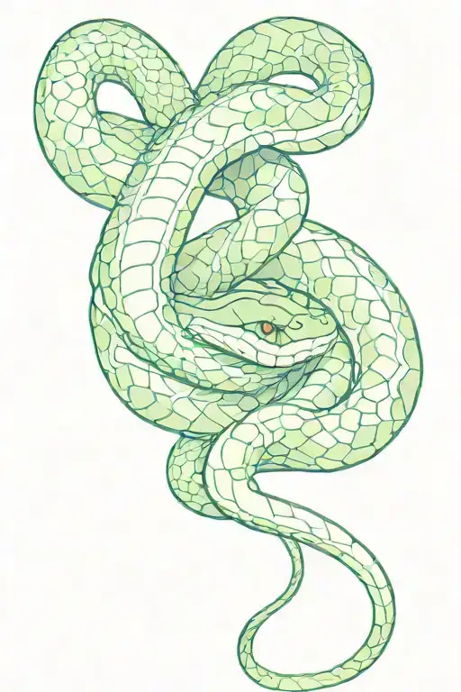 Green Snake Kawaii Art