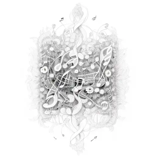 A Music Staff With Notes Transforming Into A Delicate Floral Vine