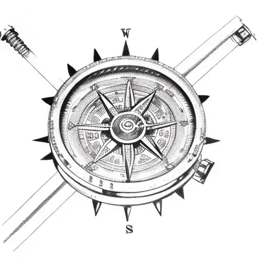 Steampunk Moral Compass With Gears Which Is Breaking From The Southwest And Northeast Corners