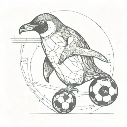 A Penguin Balancing A Soccer Ball On Its Head