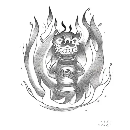 Camp Fire With Fingers Crossed In Flames