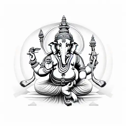 Lord Ganesha And Lord Hanuman Tatoo With Eagle Combination