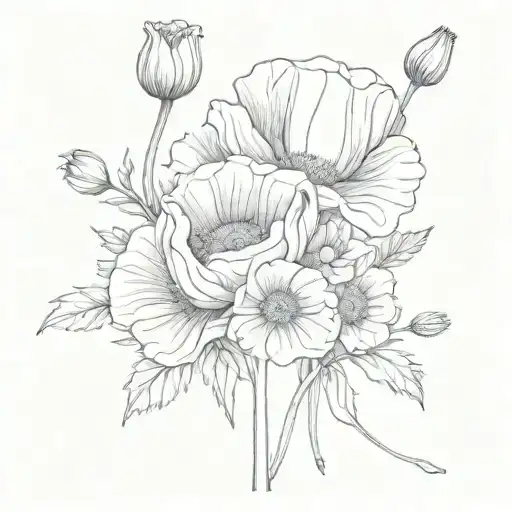 Single Poppy And Single Daisy Bouquet Wrapped Loosely