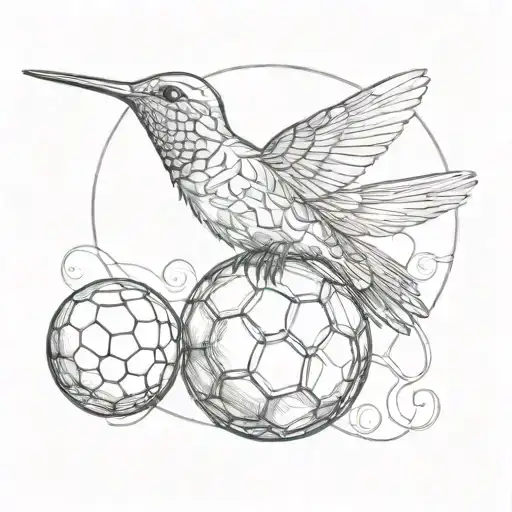A Hummingbird Perched On A Soccer Ball