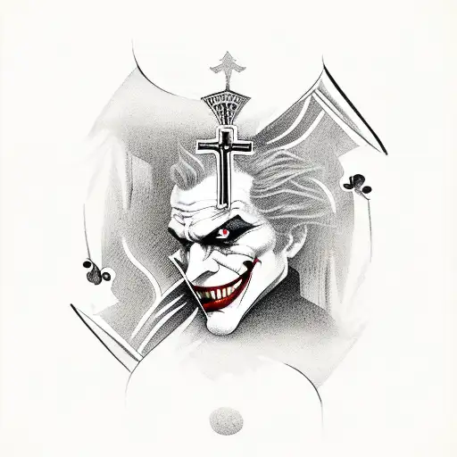 Playing Card With The Joker And The Cross Jack Behind