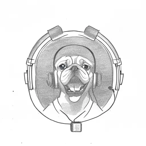 A Dog Wearing Headphones And Djing In A Thai Temple