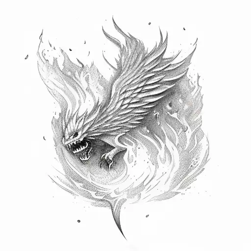 Cool Looking Fighting Fire Phoenix Dressed For Battle