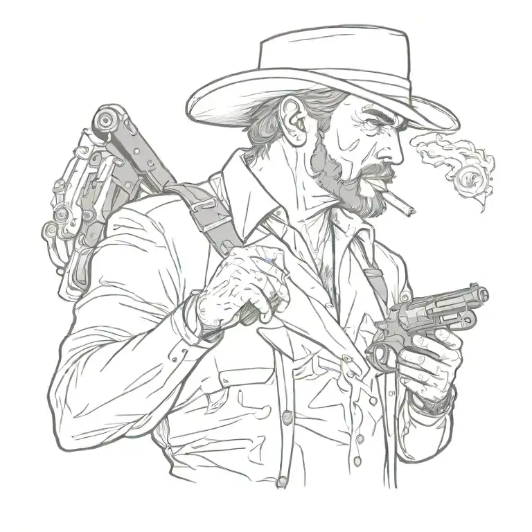 Man With Cigar And Revolver