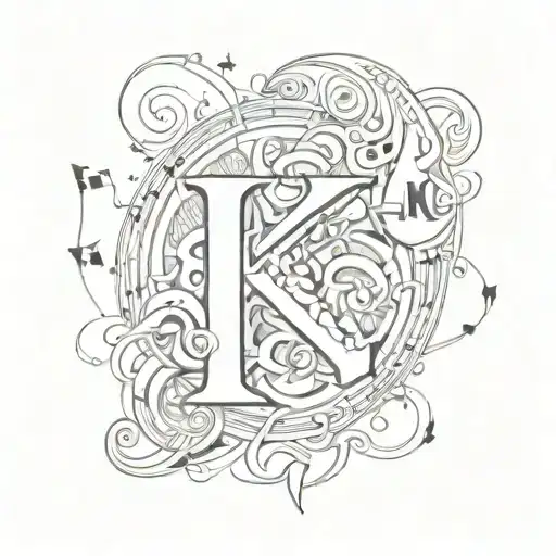K And V Letters Inside Surrounded My Music Themed