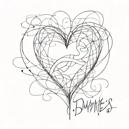 A Minimalist Design Of A Mother And Father's Names Intertwined With A Heart