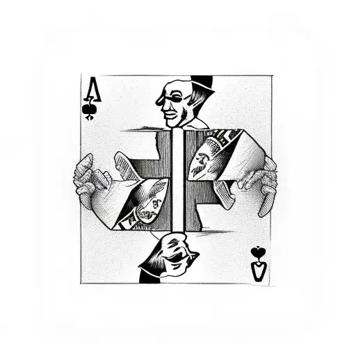 Simple Playing Card With The Joker And The Cross Jack Behind