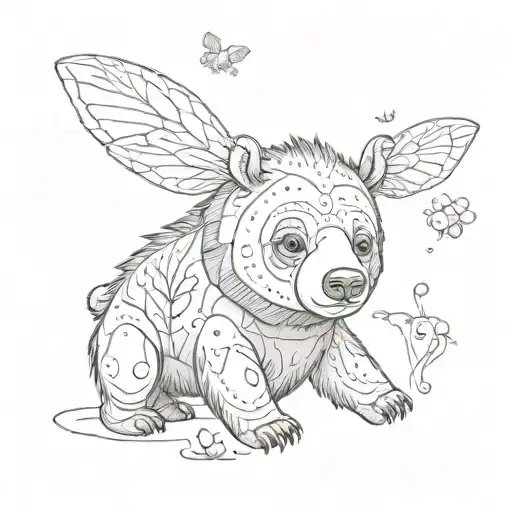 A Smiling And Funny Imaginary Animal Half A Bear And Half A Bee