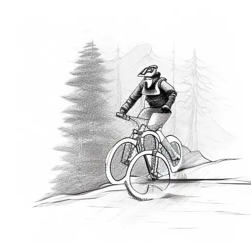 Mountain Biker With Dog On A Bike Trail