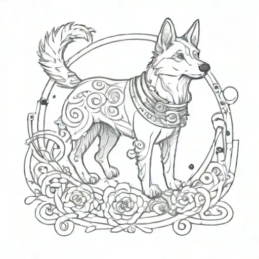 Incorporate A Stylized Dog And Musical Symbols Into A Sketch-style Tattoo Design