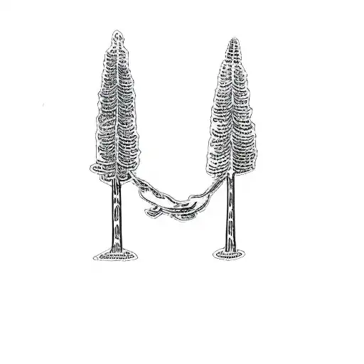 Two Trees On A Black Background