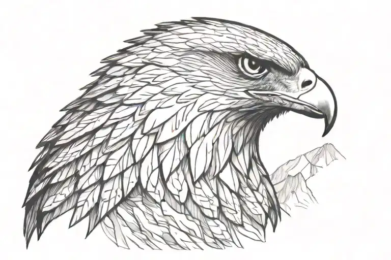 Falcon Head In Center Of Mountain Ridge