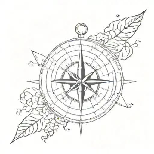 A Minimalist Tattoo Of A Compass Pointing Towards Self-belief