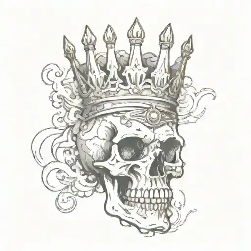 Skull With A Crown Between Smoke Forming The Shape