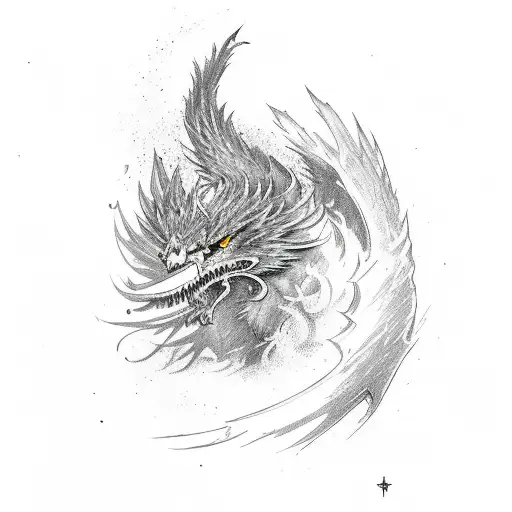 Cool Looking Fighting Fire Phoenix Dressed For Battle