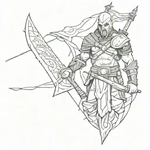 Combine Symbols From God Of War And Assassin's Creed 4 Black Flag In A Sketch Style
