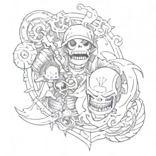 Combine Elements From One Piece And Berserk To Create A Unique Crossover Tattoo Design
