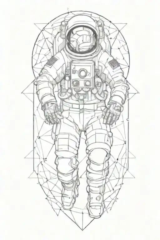 Astronaut Exloding Into Geometrical Triangles