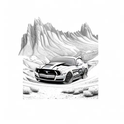A Mustang Car Driving In Mountains
