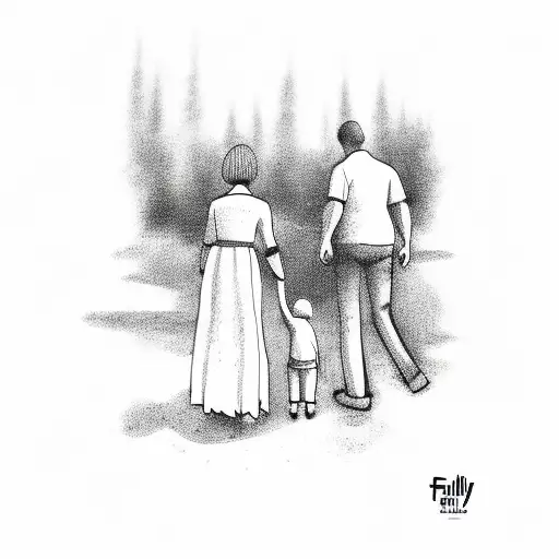 Family Dad With Two Kids