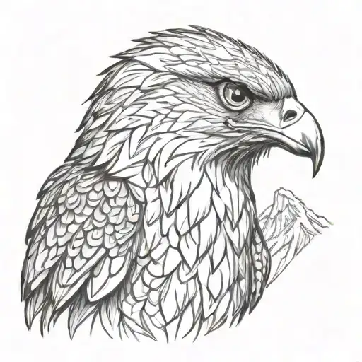 Falcon Made From Mountains And Rocks Forming The Shape