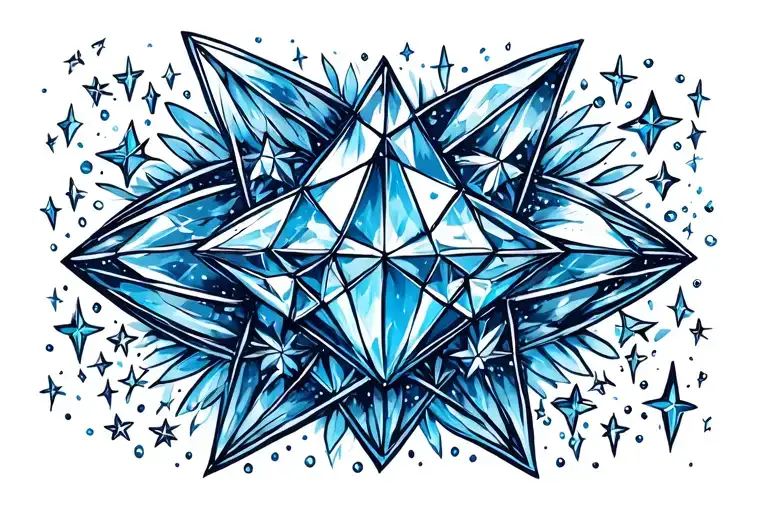 Stars And Diamonds Sparkles Scattered Across Front